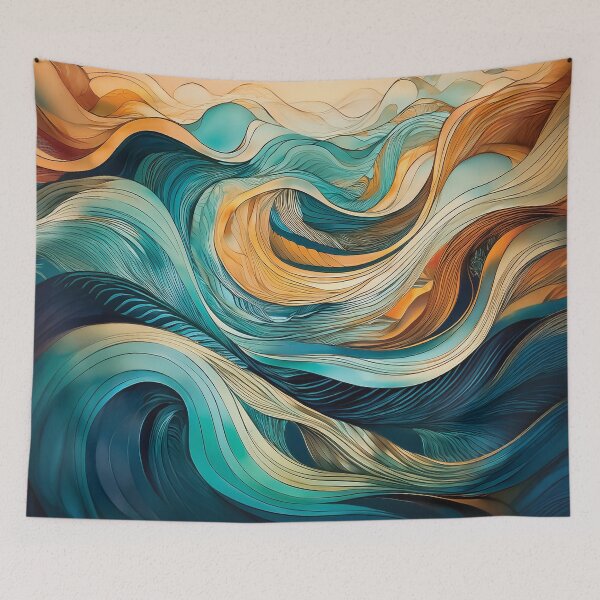 Item preview, A dynamic composition of abstract waves and lines, evoking movement and fluidity. designed and sold by HEMRO.