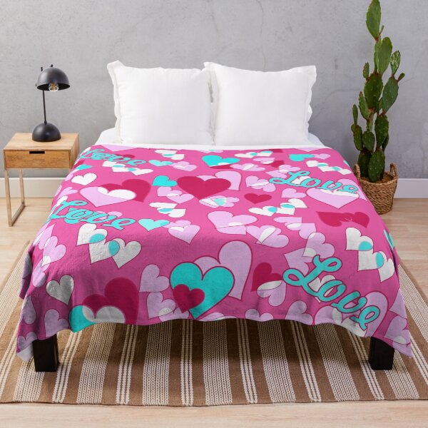 Item preview, Teal and Bright Pink Hearts Scatter Seamless Repeat designed and sold by Sharon Schwalbe.