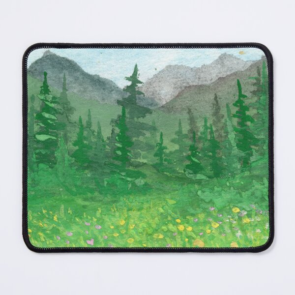 Item preview, Wildflower Field Mountain Fantasy Painting designed and sold by artbysarahd.