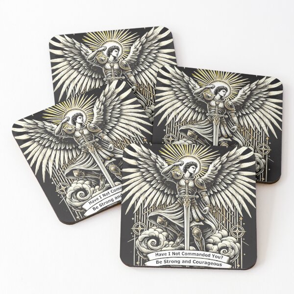Item preview, Saint Michael Courage Strength Tattoo Style Illustrated Design designed and sold by PixieArtStudio.