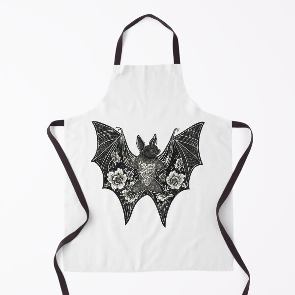 Item preview, Gothic Floral Bat Woodcut Style Art Botanical designed and sold by Mystikos Art.