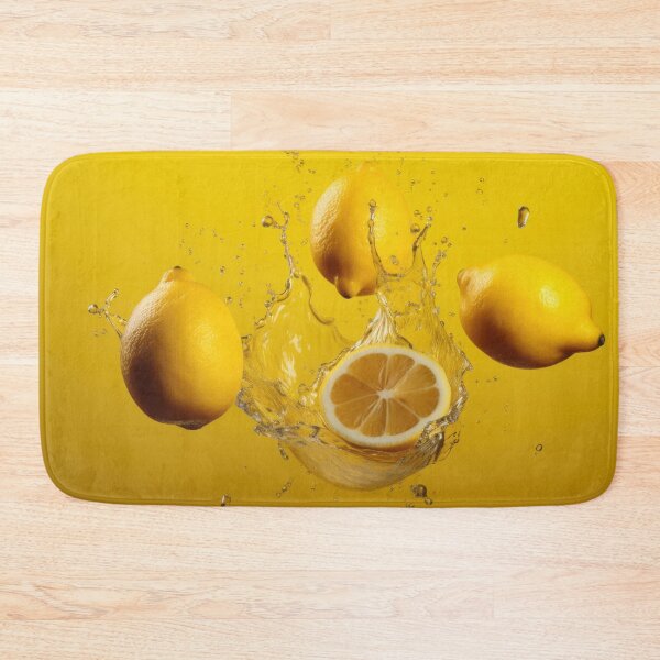 Item preview, Three whole lemons and a halved lemon are captured mid-splash with water droplets  designed and sold by anytka.