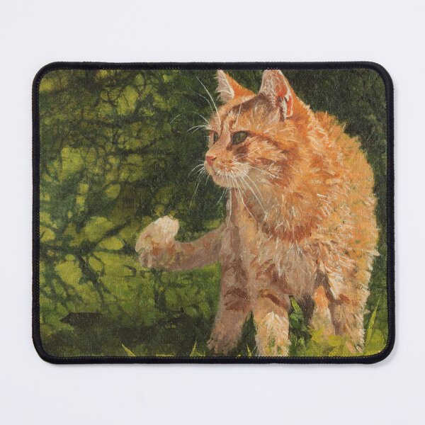 Item preview, Orange cat with fabric dye background designed and sold by Yue Zeng Art Studio.