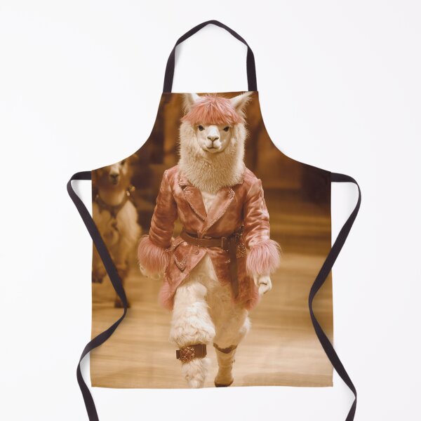 Item preview, An anthropomorphic alpaca models a fashionable outfit on the runway at a unique animal fashion show designed and sold by anytka.