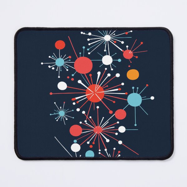 Item preview, A playful, retro-inspired composition design of snowflake-like bursts in a vibrant color palette, evoking mid-century modern aesthetics.  designed and sold by HEMRO.