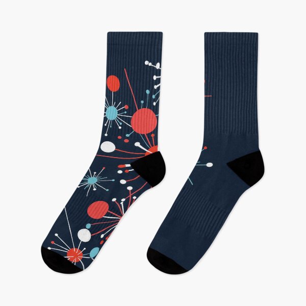 Item preview, A playful, retro-inspired composition design of snowflake-like bursts in a vibrant color palette, evoking mid-century modern aesthetics.  designed and sold by HEMRO.
