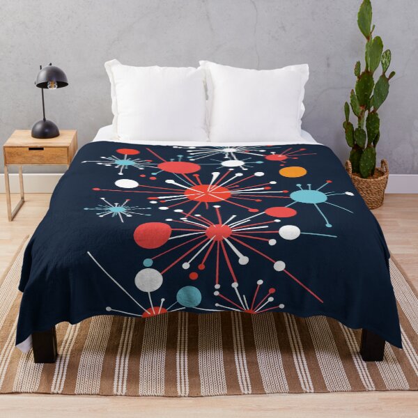Item preview, A playful, retro-inspired composition design of snowflake-like bursts in a vibrant color palette, evoking mid-century modern aesthetics. designed and sold by HEMRO.