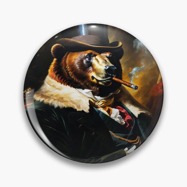 Item preview, Vintage Animal Art: Bear Gentleman with a Cigar Portrait | Animal Art | Oil Painting | Animal Portrait designed and sold by UnhingedBird.