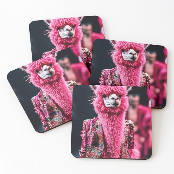 Item preview, A vibrant pink alpaca struts down the runway wearing a sparkling jacket at a fashion show event designed and sold by anytka.