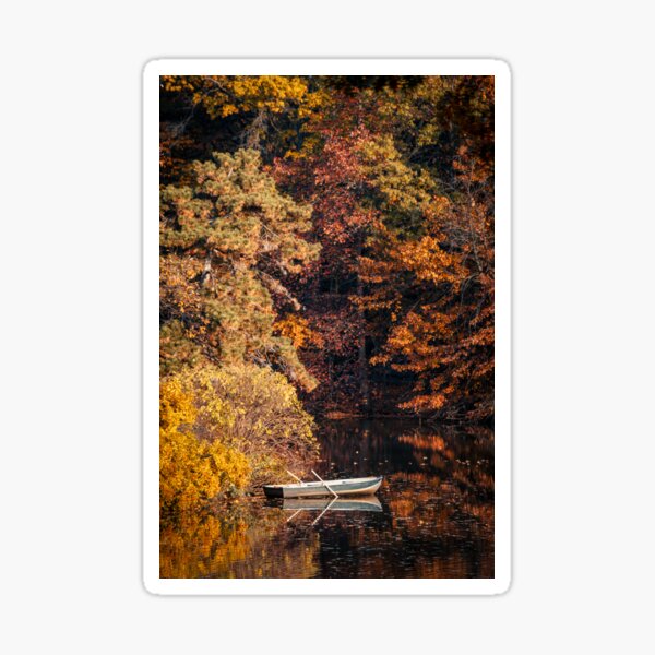 Rowing Boat at Central Park during the Fall Season Sticker