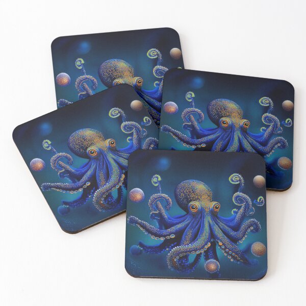 Item preview, Fantasy Blue Octopus Artwork - Whimsical Ocean Creature Design designed and sold by Phat Dog Designs .