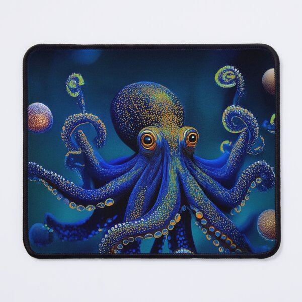 Item preview, Fantasy Blue Octopus Artwork - Whimsical Ocean Creature Design designed and sold by Phat Dog Designs .