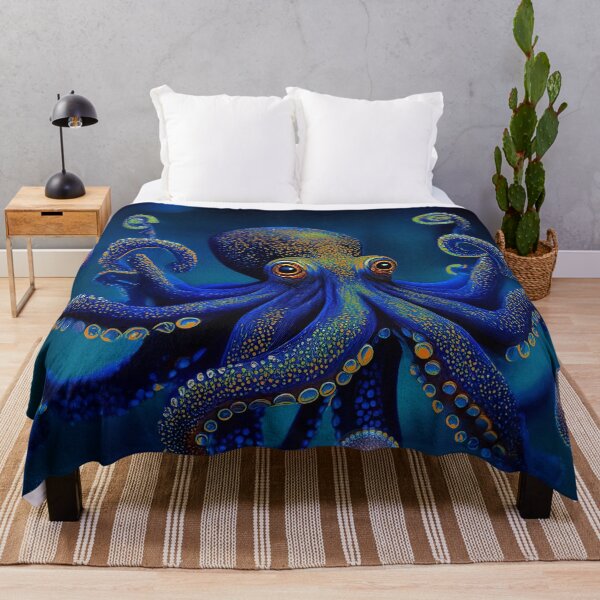 Item preview, Fantasy Blue Octopus Artwork - Whimsical Ocean Creature Design designed and sold by Phat Dog Designs .
