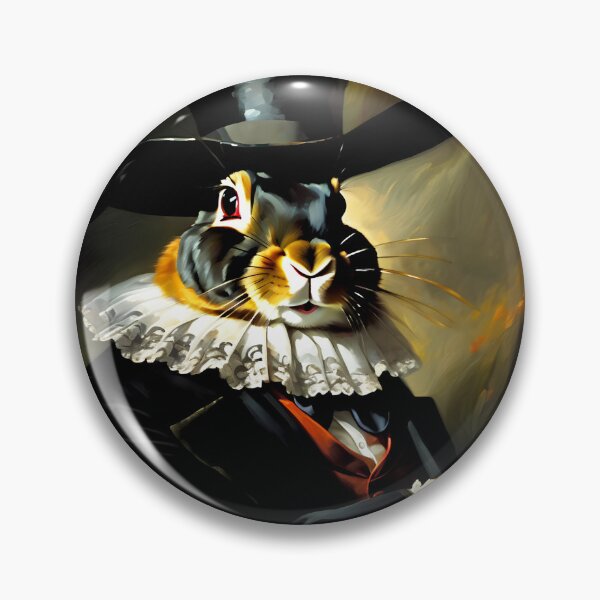 Item preview, Vintage Animal Art: Rabbit Gentleman with a Hat Portrait | Animal Art | Oil Painting | Animal Portrait designed and sold by UnhingedBird.