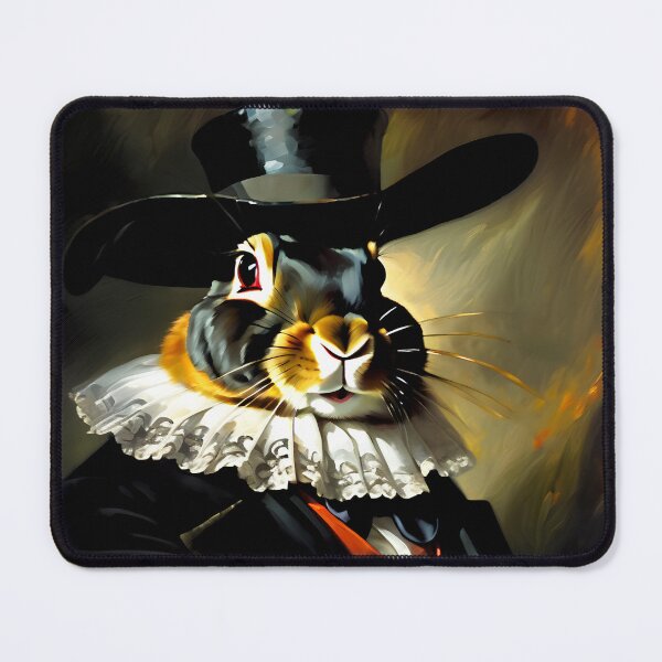 Item preview, Vintage Animal Art: Rabbit Gentleman with a Hat Portrait | Animal Art | Oil Painting | Animal Portrait designed and sold by UnhingedBird.