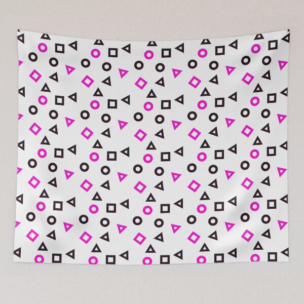 Item preview, Seamless Pattern with squid game symbol elements square circle triangle on white background designed and sold by Earth Nature Creations.