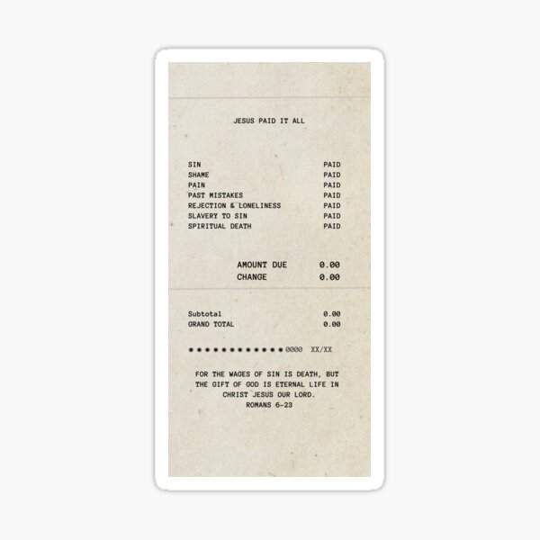 Item preview, Jesus Paid It All Receipt designed and sold by Faithful Impressions.