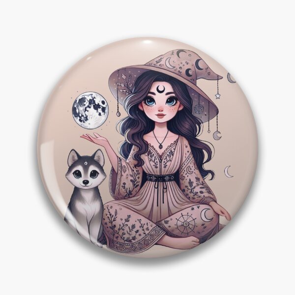 Item preview, Whimsical Witch and Her Wolf Companion designed and sold by CritterManiaUK.