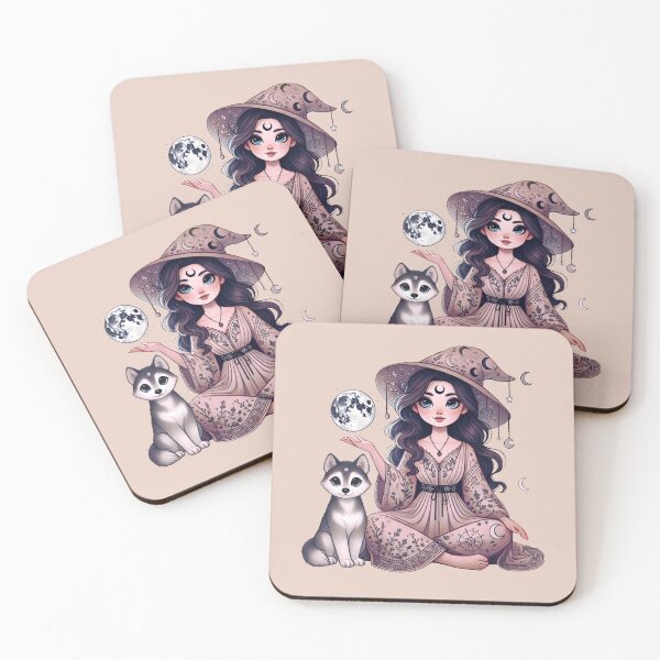 Item preview, Whimsical Witch and Her Wolf Companion designed and sold by CritterManiaUK.