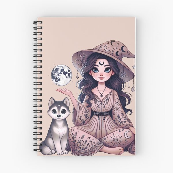 Item preview, Whimsical Witch and Her Wolf Companion designed and sold by CritterManiaUK.
