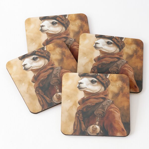 Item preview, A llama in aviator goggles and a leather jacket stands confidently against a warm, textured backdrop designed and sold by anytka.
