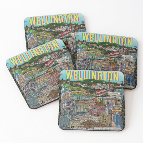 Item preview, Wellington Cityscape drawing - Capital of New Zealand - Illustration designed and sold by JohnRooneyArt.