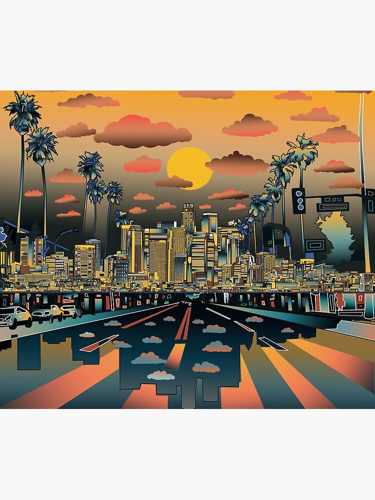 Skyline Tapestry Los Angeles Los Angeles Urban Landscape Tapestry