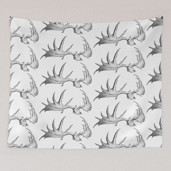 Item preview, Fallow Deer Skull Drawing, Deer Antlers Illustration  designed and sold by HawthorneFlame.