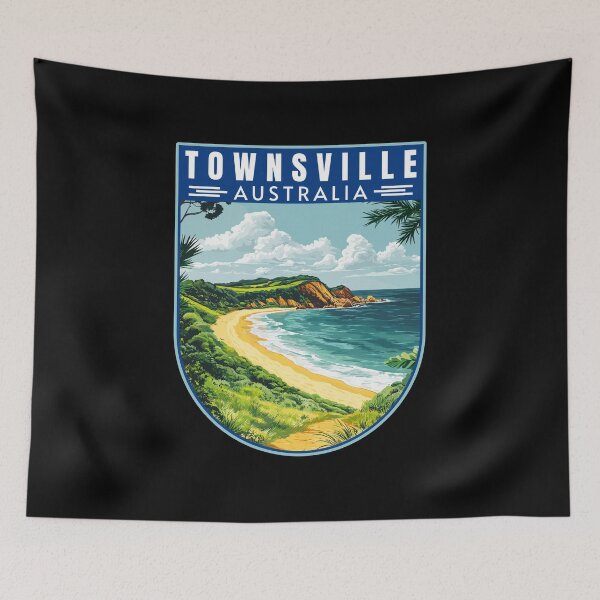 Item preview, Townsville in Queensland Australia Retro Travel Art Badge designed and sold by MaateoDesign.
