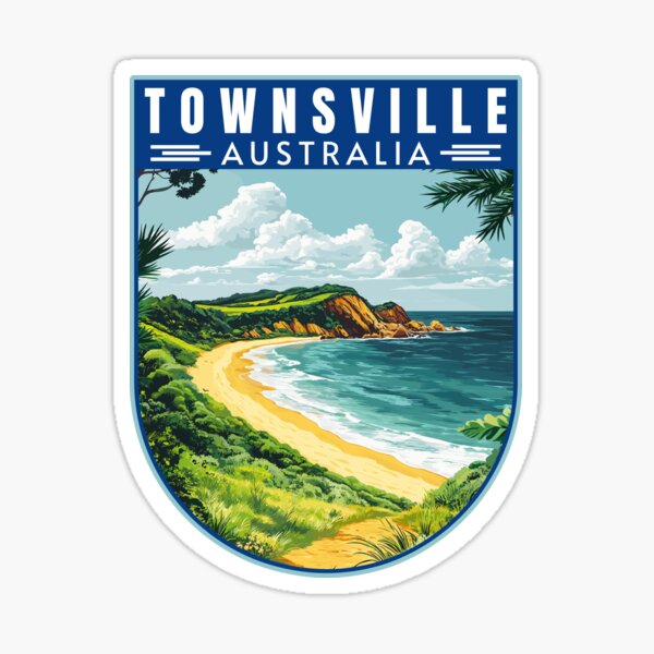 Item preview, Townsville in Queensland Australia Retro Travel Art Badge designed and sold by MaateoDesign.