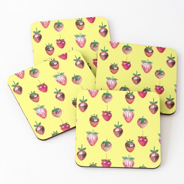 Item preview, MIRRORBALL Disco Ball Hot Pink Strawberry on a butter yellow background 2 designed and sold by AlinaSCorner.
