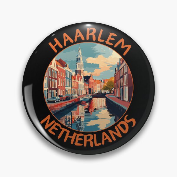Item preview, Haarlem in Noord-Holland Netherlands Retro Travel Art Badge designed and sold by MaateoDesign.