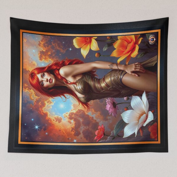 Item preview, The Redhead Astralis Lysandra, Guardian of the Cosmic Garden Enchanting AI Concept Art by Xzendor7 designed and sold by Xzendor7 Digital Art Creations.