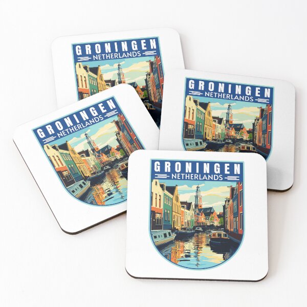 Item preview, Groningen in Netherlands Retro Travel Art Emblem designed and sold by MaateoDesign.