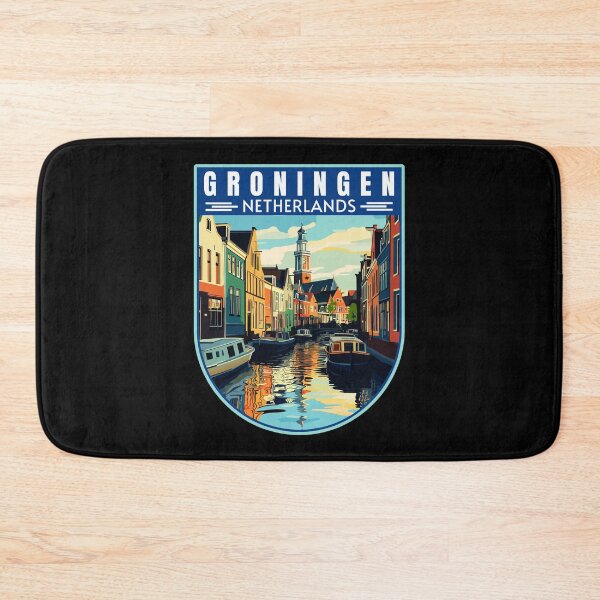 Item preview, Groningen in Netherlands Retro Travel Art Emblem designed and sold by MaateoDesign.