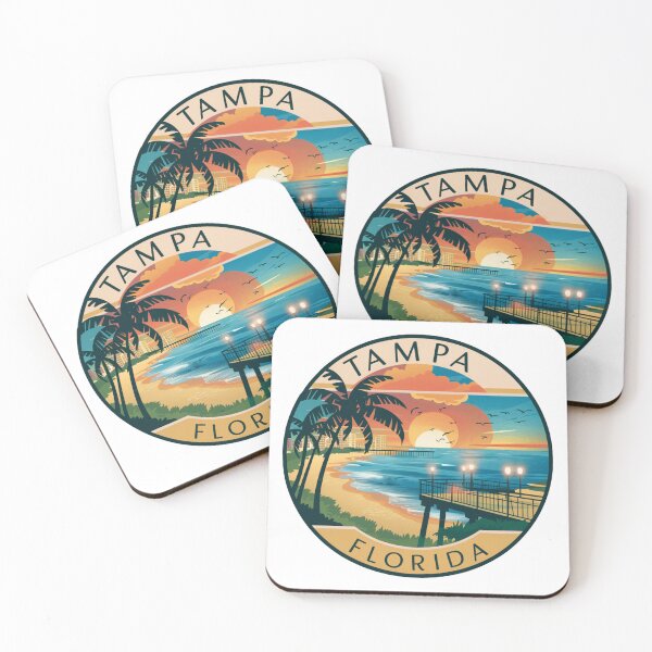 Item preview, Tampa Florida | Florida Beach Sunset - Retro Coastal Art designed and sold by CircinusStore.