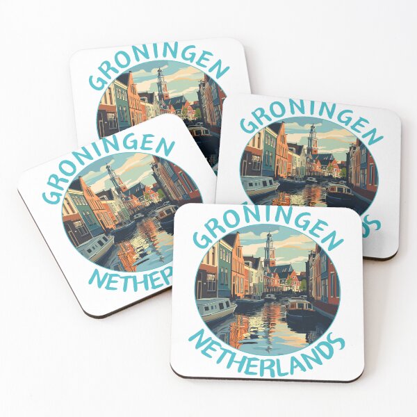 Item preview, Groningen in Netherlands Retro Travel Art Emblem designed and sold by MaateoDesign.