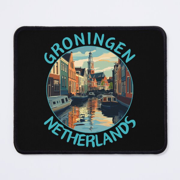 Item preview, Groningen in Netherlands Retro Travel Art Emblem designed and sold by MaateoDesign.