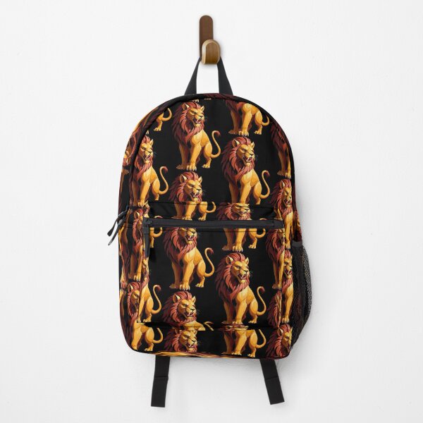 Item preview, Majestic Cartoon Lion with Vibrant Mane on Brown Background designed and sold by artwaves.
