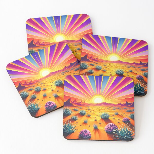 Item preview,  Desert Sunset Dreamscape - Cactus, Sun Beams, Desert Floor -Vibrant Abstract Art designed and sold by Loving Nature Gifts.