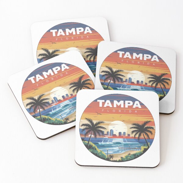 Item preview, Tampa Florida: Vibrant Beach Scene with Palm Trees and Ocean Waves designed and sold by CircinusStore.