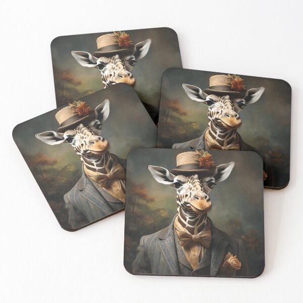 Item preview, Vintage Animal Art: Giraffe Gentleman with a Hat Portrait | Animal Art | Oil Painting | Animal Portrait designed and sold by UnhingedBird.
