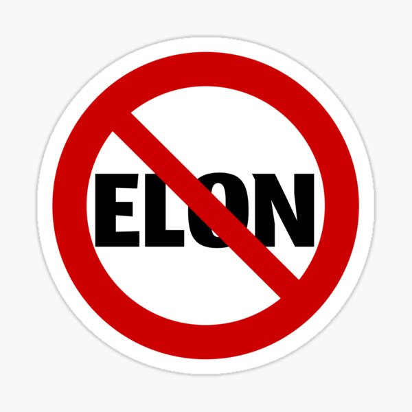 Vista previa del artículo con la obra «¡NO ELON! ¡Calcomanía redonda anti-Elon Musk para el parachoques para propietarios de Tesla!», diseñado y vendido por MiaSky Fox.
