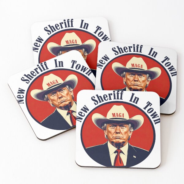Item preview, cowboy trump, news sheriff in town, maga cowboy, texas trump, 47 cowboy, sheriff trump, trump sheriff, trump in a cowboy hat designed and sold by SavageLegion.