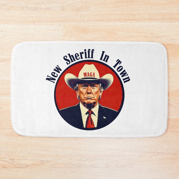 Item preview, cowboy trump, news sheriff in town, maga cowboy, texas trump, 47 cowboy, sheriff trump, trump sheriff, trump in a cowboy hat designed and sold by SavageLegion.