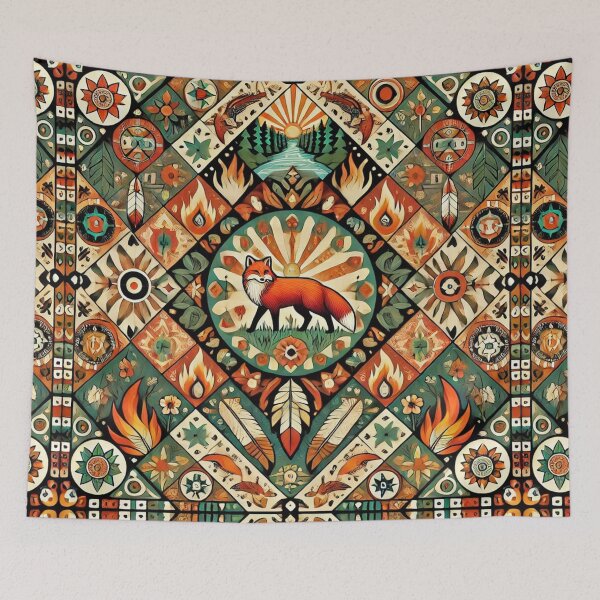 Item preview, Meskwaki (Sac and Fox Tribe): A Seamless Tiling Pattern of Fire and Resilience designed and sold by Meta2Physical.
