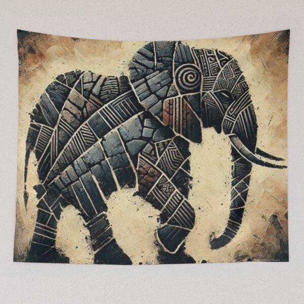 Item preview, The Elephant & Broken Pieces, Tribal Art Style  designed and sold by Shs-Kenya.