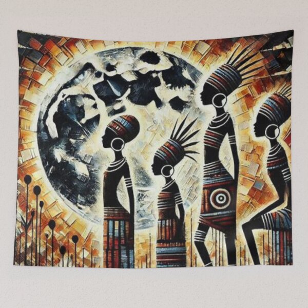 Item preview, Moonlit Silhouettes, Tribal Art, impasto style  designed and sold by Shs-Kenya.