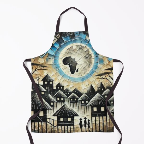Item preview, African Village in Moonlight, Tribal Art & Impasto Style designed and sold by Shs-Kenya.