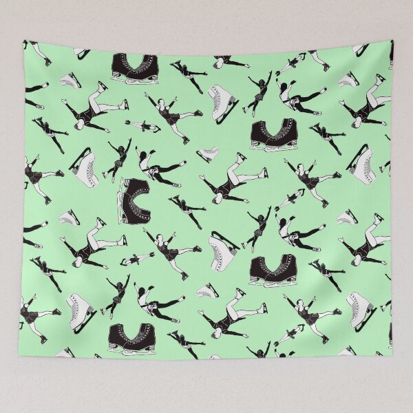 Item preview, Figure Skating Female Silhouettes on Pastel Green Background designed and sold by PD-Skating.
